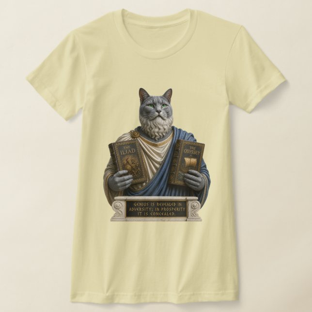 Russian Blue Homer Cat T-Shirt (Laydown)