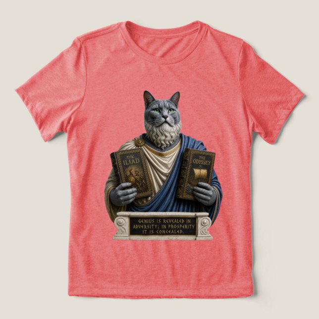 Russian Blue Homer Cat Tri-Blend Shirt (Design Front)