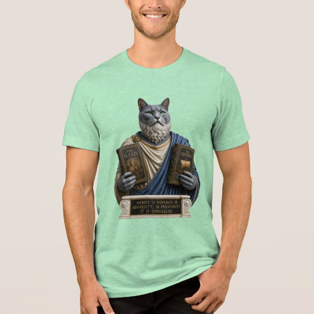 Russian Blue Homer Cat Tri-Blend Shirt (Front)