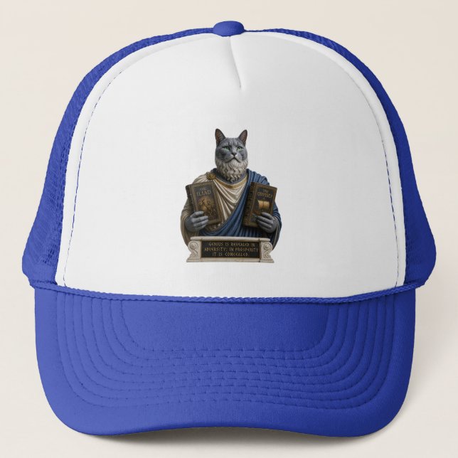 Russian Blue Homer Cat Trucker Hat (Front)