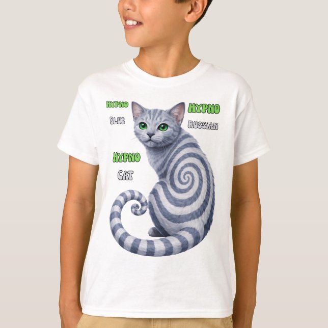Russian Blue Hypno Cat T-Shirt (Front)