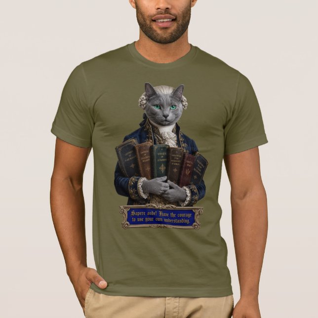 Russian Blue Immanuel Kant Cat T-Shirt (Front)