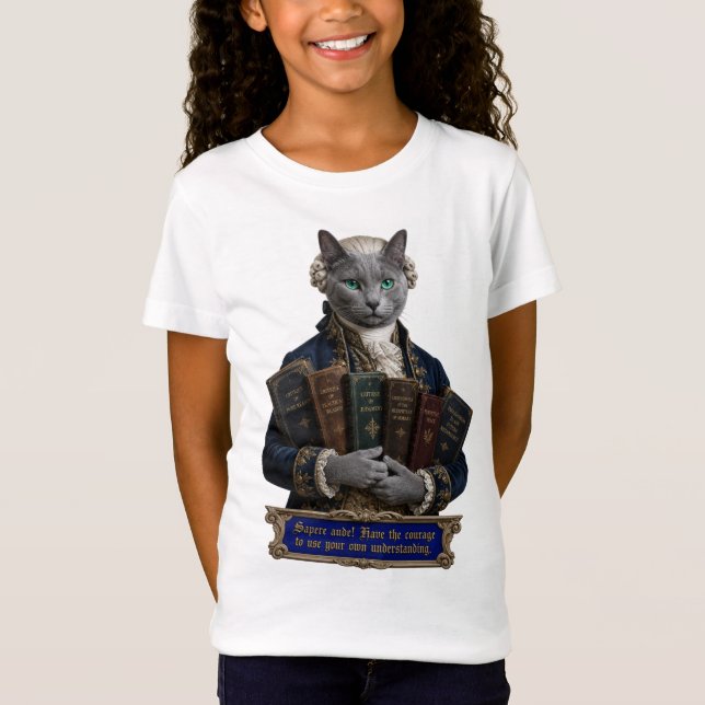 Russian Blue Immanuel Kant Cat T-Shirt (Front)