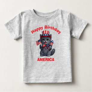 Russian Blue Kitten (1h) Patriotic Kid T-Shirt
