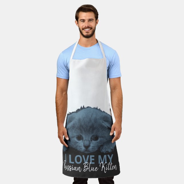 Russian Blue Kitten Apron (Worn)