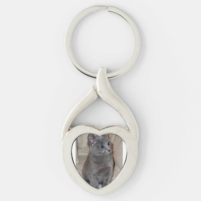 russian blue kitten key ring (Front)