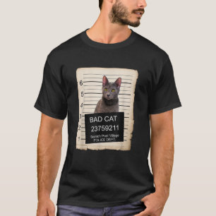 Russian Blue Kitten mug shot bad cat T-Shirt