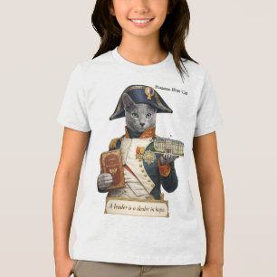 Russian Blue Napoleon Bonaparte Cat Tri-Blend Shirt