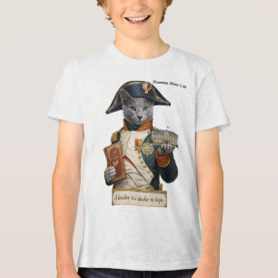 Russian Blue Napoleon Bonaparte Cat Tri-Blend Shirt
