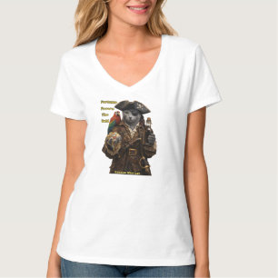 Russian Blue Pirate Cat – Fortune Favours The Bold T-Shirt