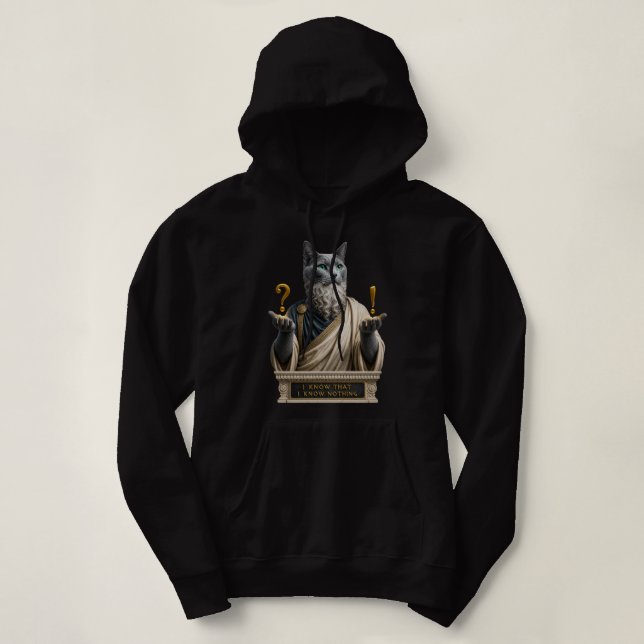 Russian Blue Socrates Cat Hoodie (Design Front)