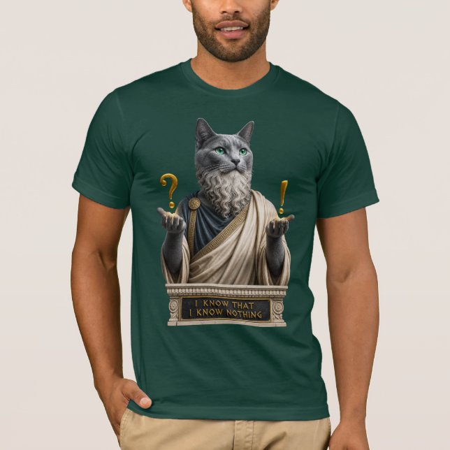 Russian Blue Socrates Cat T-Shirt (Front)