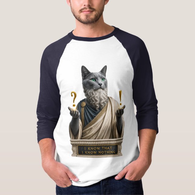 Russian Blue Socrates Cat T-Shirt (Front)