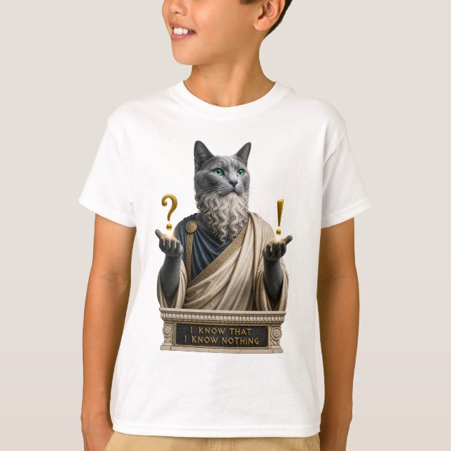Russian Blue Socrates Cat T-Shirt (Front)