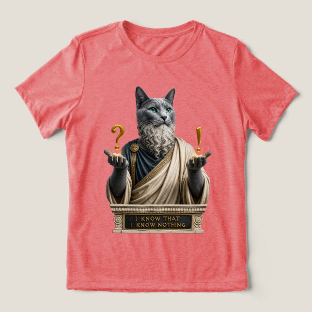 Russian Blue Socrates Cat Tri-Blend Shirt (Design Front)