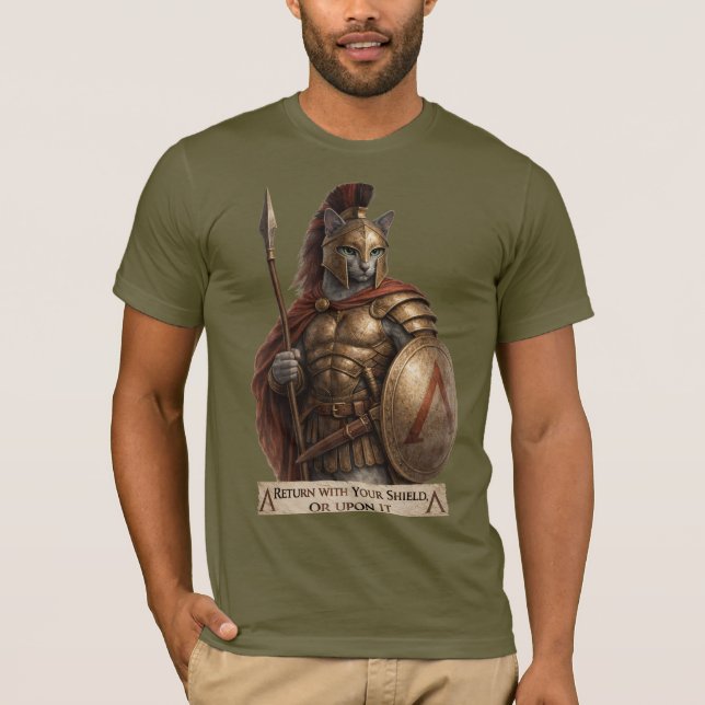 Russian Blue Spartan Cat T-Shirt (Front)