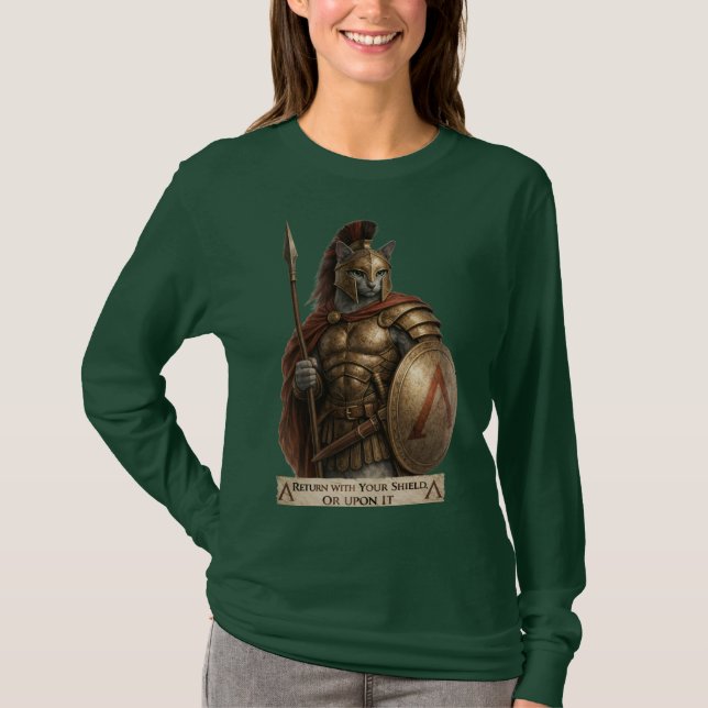 Russian Blue Spartan Cat T-Shirt (Front)