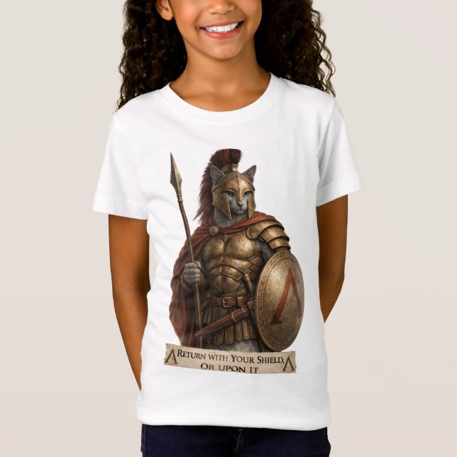 Russian Blue Spartan Cat T-Shirt (Front)