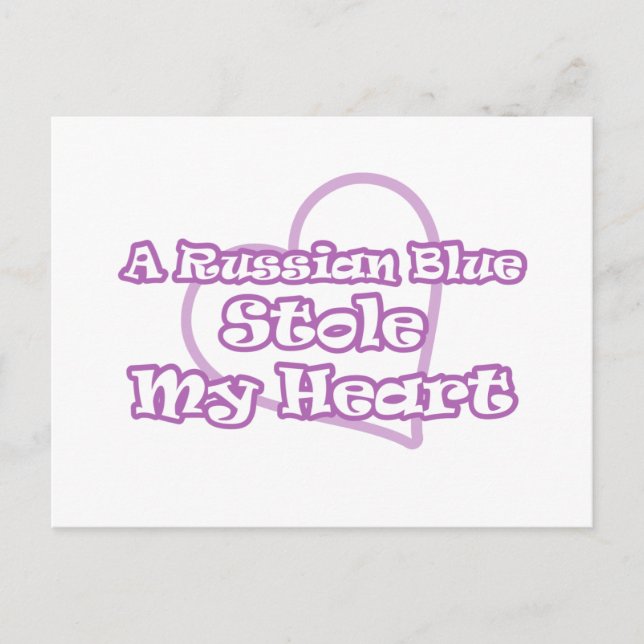Russian Blue Stole My Heart Postcard (Front)