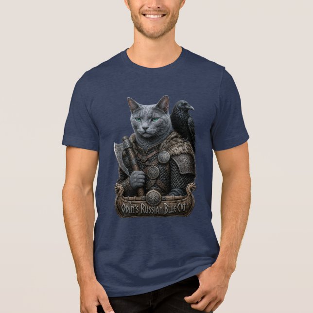 Russian Blue Veteran Odin’s Cat Tri-Blend Shirt (Front)