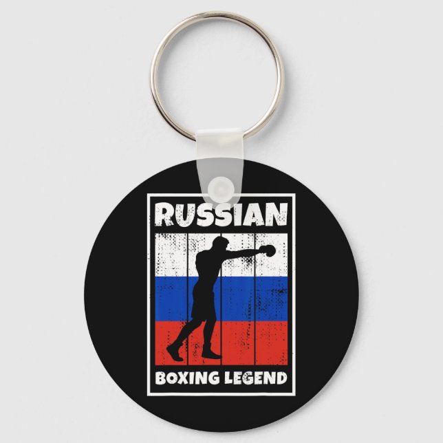 Russian Boxing Legend With Flag For Russia Boxer  Key Ring (Front)