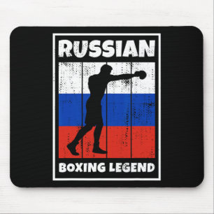 Russian Boxing Legend With Flag For Russia Boxer Mouse Mat