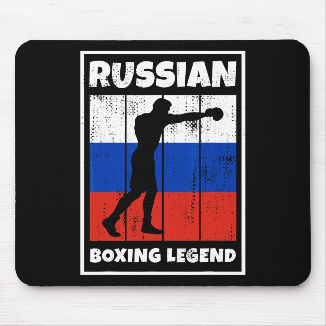 Russian Boxing Legend With Flag For Russia Boxer  Mouse Mat (Front)