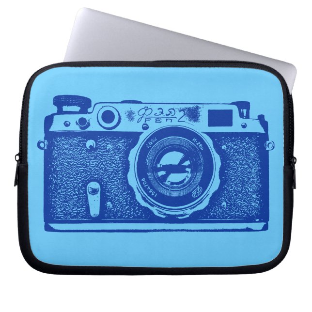 Russian Camera - Shades of Blue Laptop Sleeve (Front)