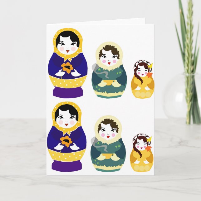 Russian christmas dolls holiday card (Front)