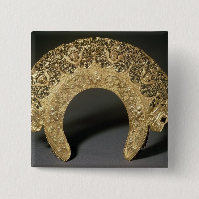 Russian diadem with filigree work 15 cm square badge (Front)