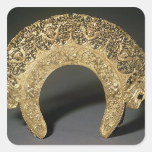 Russian diadem with filigree work square sticker