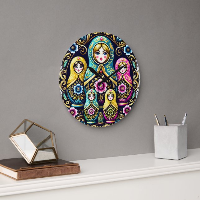 Russian doll babushka wall clock (Office)