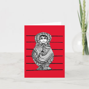 Russian Doll black and white Card