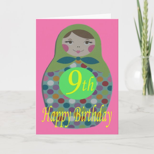 Russian Doll Happy 9th Birthday Card (Front)