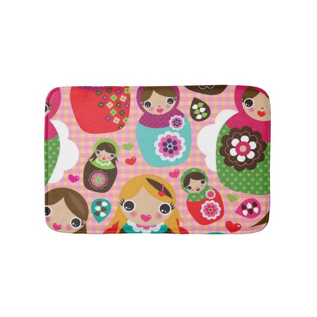 Russian doll illustration background bath mat (Front)