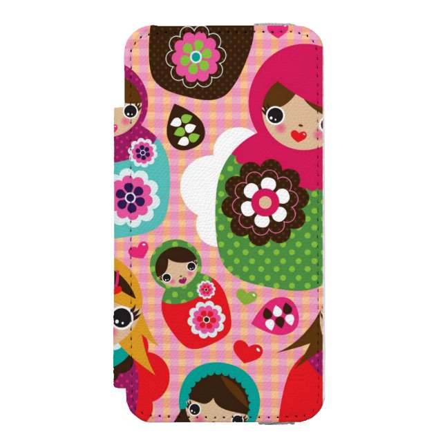 Russian doll illustration background incipio iPhone wallet case (Folio Front)