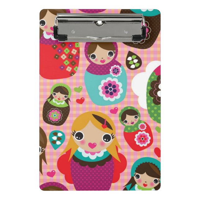 Russian doll illustration background mini clipboard (Front)