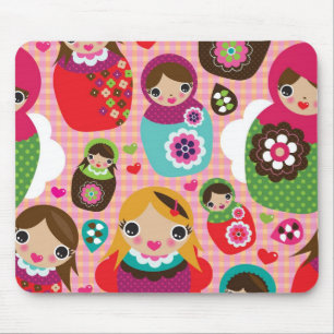 Russian doll illustration background mouse mat