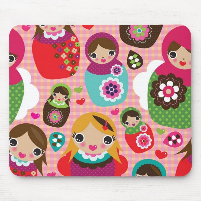 Russian doll illustration background mouse mat (Front)