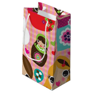 Russian doll illustration background small gift bag