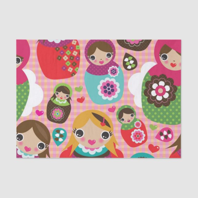 Russian doll illustration background tissue paper (Front)