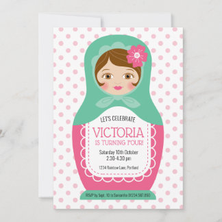 Russian Doll Kids Birthday Party Invitation