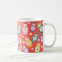 Russian doll mug - red background