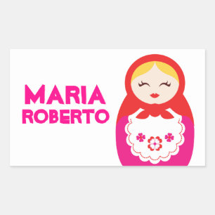 Russian doll name id label sticker