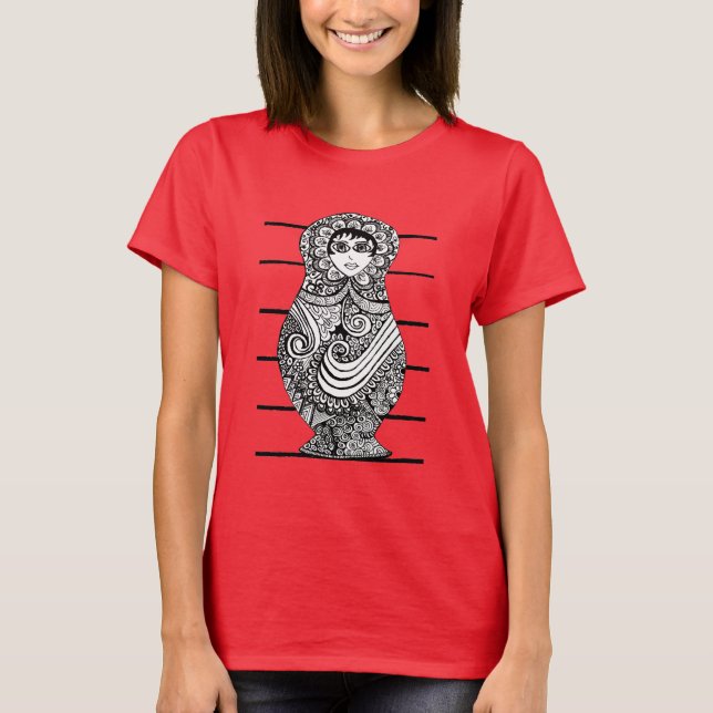 Russian Doll Pink Red T-Shirt (Front)