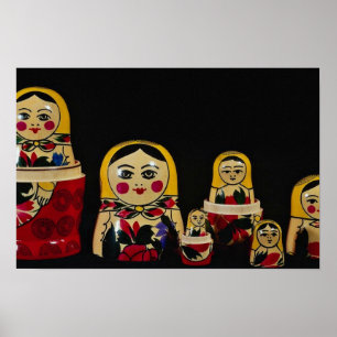 Russian doll set, traditional Russian wooden paint Poster