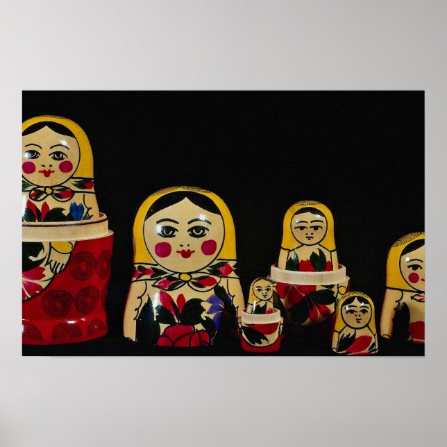 Russian doll set, traditional Russian wooden paint Poster (Front)