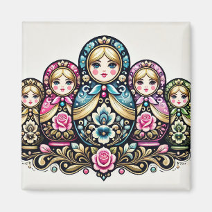 Russian doll square magnet