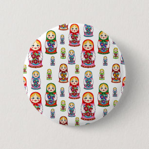 russian dolls 6 cm round badge