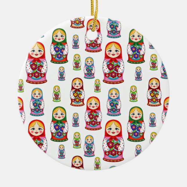 russian dolls ceramic tree decoration (Front)